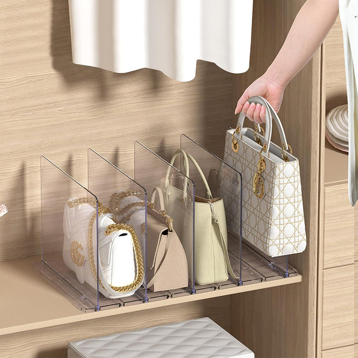 5 Stück Verstellbare Regalteiler, Transparenter Handtaschen Organizer für Schrank, Schrankregaltrenn