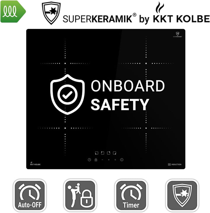KKT KOLBE Induktionskochfeld 60 cm | autark | rahmenlos | Kochplatte mit 4 Zonen | 9 Stufen | Abscha