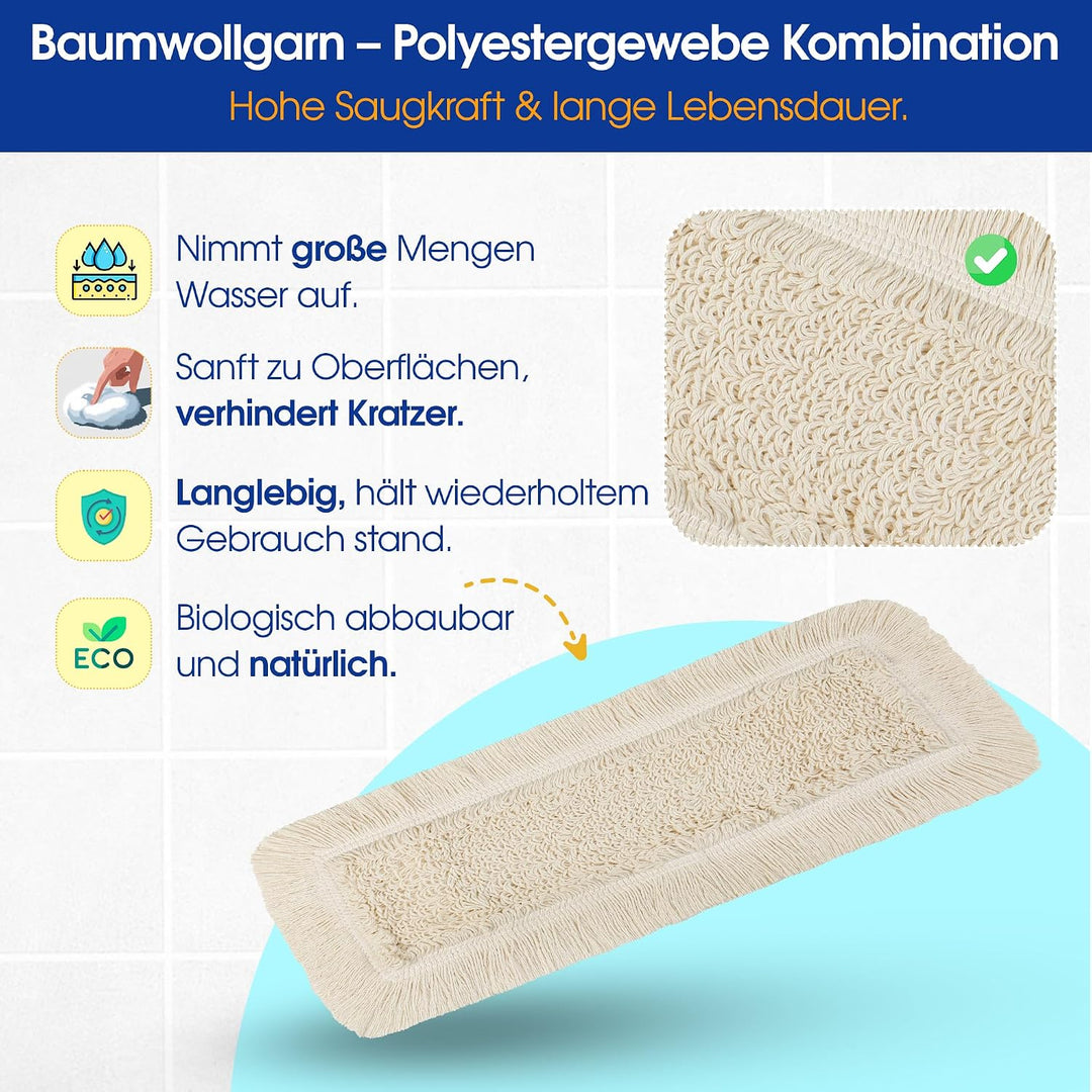 Okaei 5 Stück Wischmopp Bezug (50 cm) - Bodenwischer-Wischbezug zur Trocken- &amp; Nassreinigung - Boden