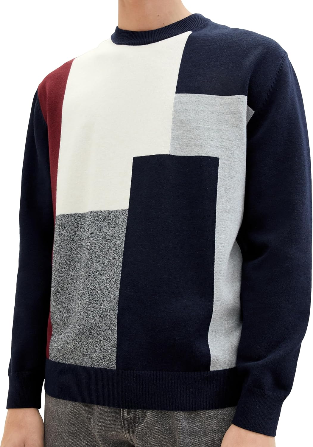 TOM TAILOR Herren Cosy Colormix Pullover S 34178 - Knitted Multi Color Block, S 34178 - Knitted Mult