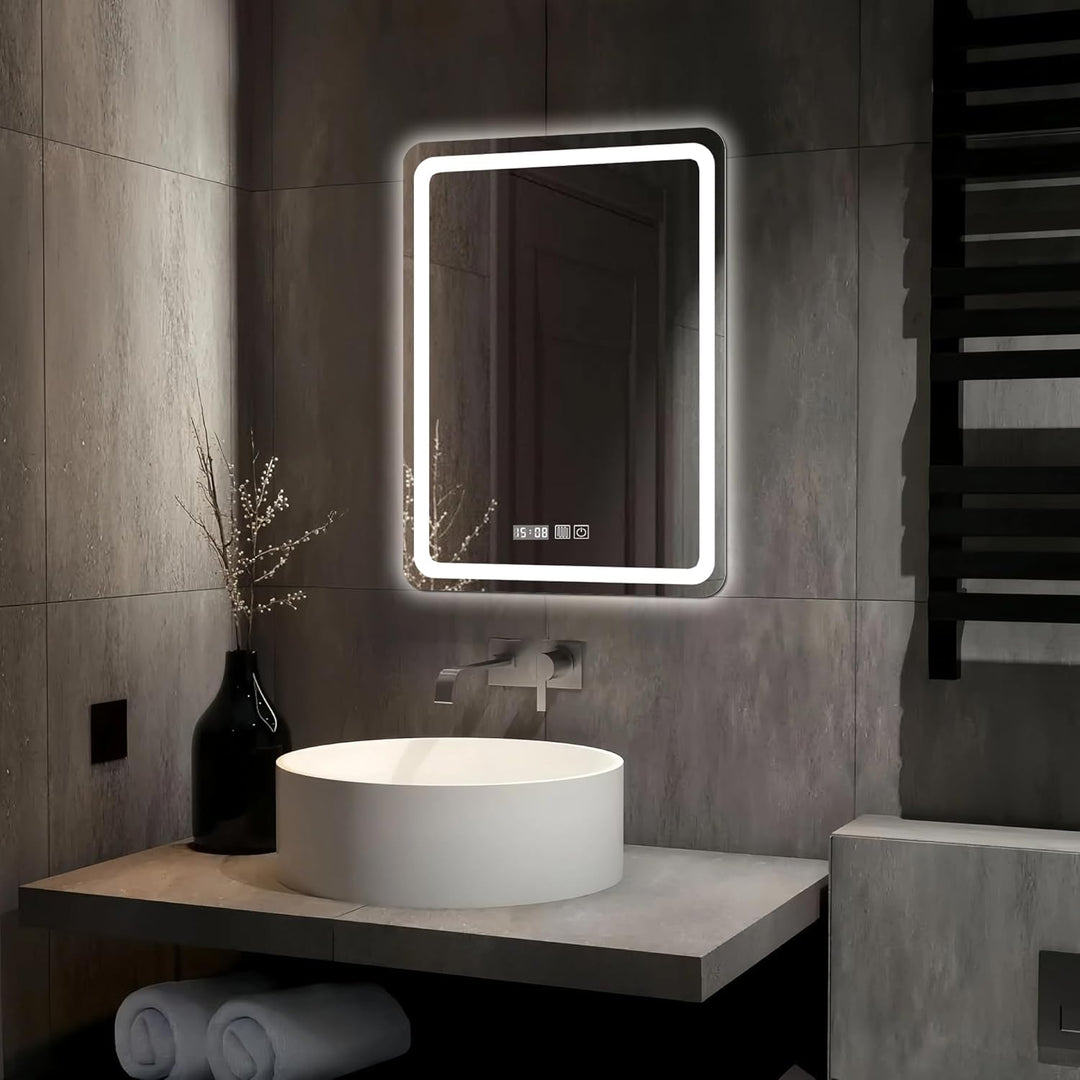 LED Badspiegel mit Beleuchtung, 60x80cm Spiegel mit Beleuchtung, Spiegel mit Licht für Bad, Badezimm