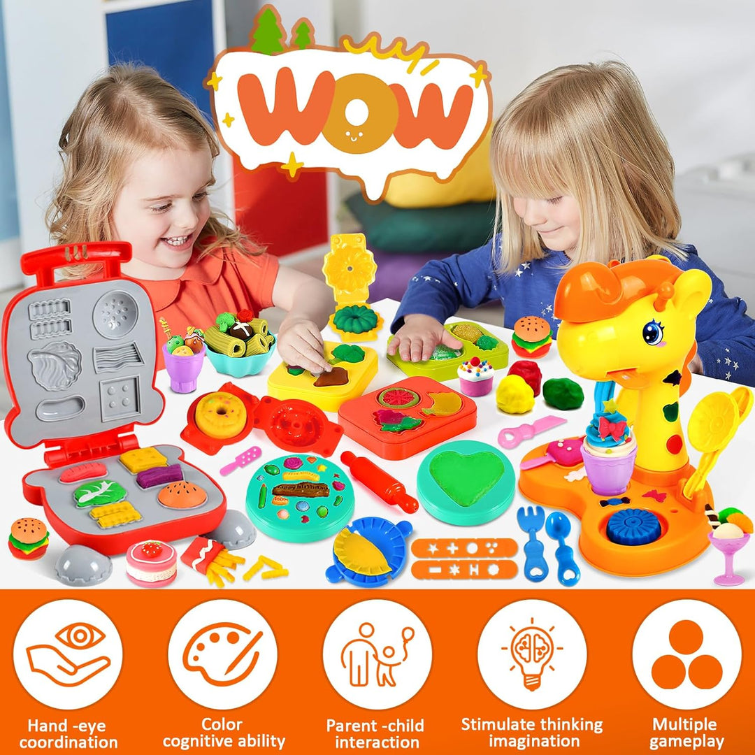 Knete Dough Set für Kinder, Kitchen Creations Nudelmaschine Spielset Burger Eiscreme, Knete Zubehör