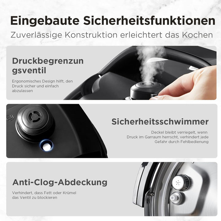 Midea Elektrischer Schnellkochtopf 9-in-1, 12 Voreinstellungen Instant-Multikocher Antihaft-Topf Jog