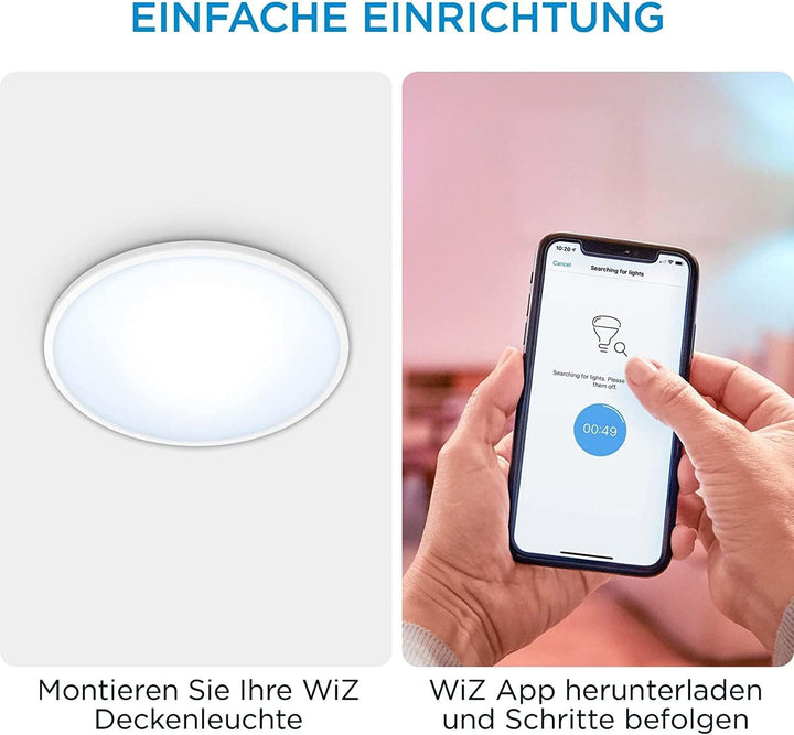WiZ SuperSlim Deckenleuchte Tunable White, dimmbar, warm- bis kaltweiss, 16W, smarte Steuerung per A