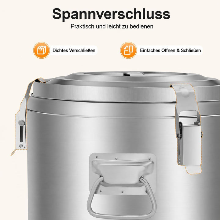 MINRS 10L Transport Thermobehälter, Profi Gastro Edelstahl Thermotransportbehälter mit Tragegriffen,