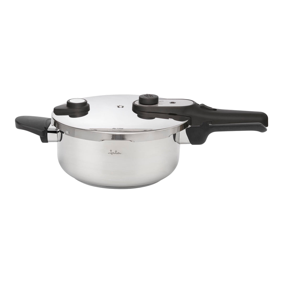 JATA HOGAR HOLL2224 Schnellkochtopf aus Edelstahl, 4 l, Schnellkochtopf mit Drehverschluss, 3 Sicher