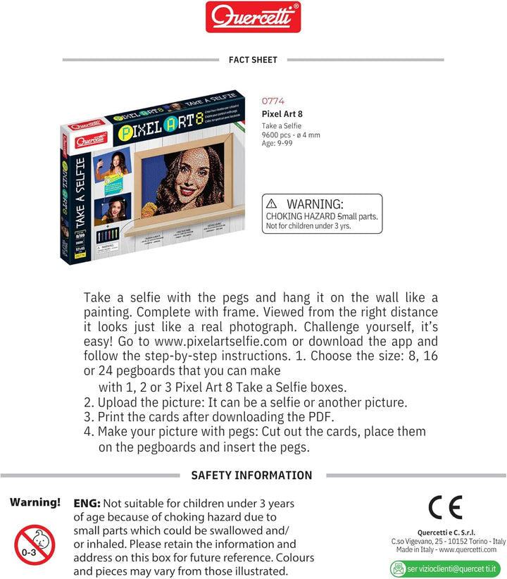 Quercetti 0774 Puzzle Quercetti-0774 Pixel Art Take a Selfie Steckspiel, Multicolor, SELFIE