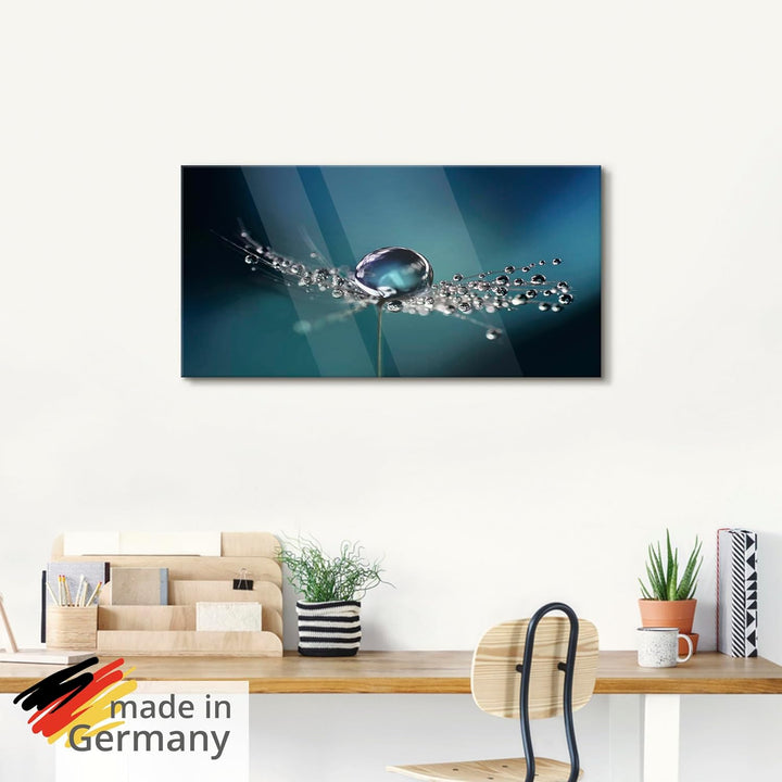 ARTland Glasbilder Wandbild Glas Bild einteilig 100x50 cm Querformat Blumen Pusteblume Wassertropfen
