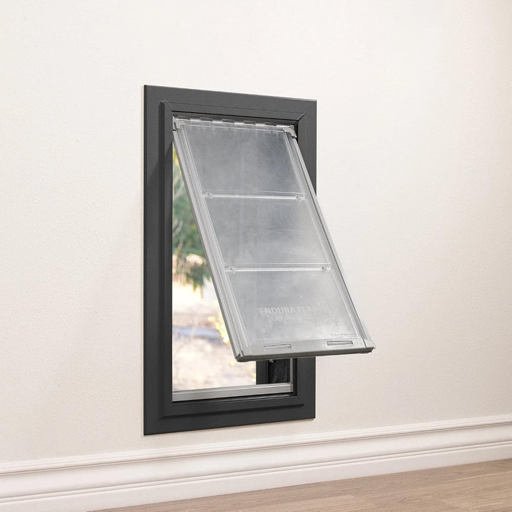 E2 Haustiertür für Wände in Schwarz | Energieeffizientes Einzelklappen-Design für Wandinstallationen