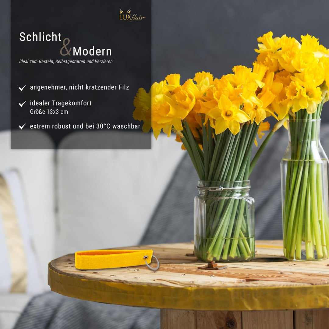 Luxflair Filz Schlüsselanhänger 50er Set in bunt gemischten Farben, Rohlinge ohne Aufdruck zum Beplo