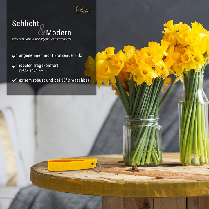 Luxflair Filz Schlüsselanhänger 50er Set in bunt gemischten Farben, Rohlinge ohne Aufdruck zum Beplo