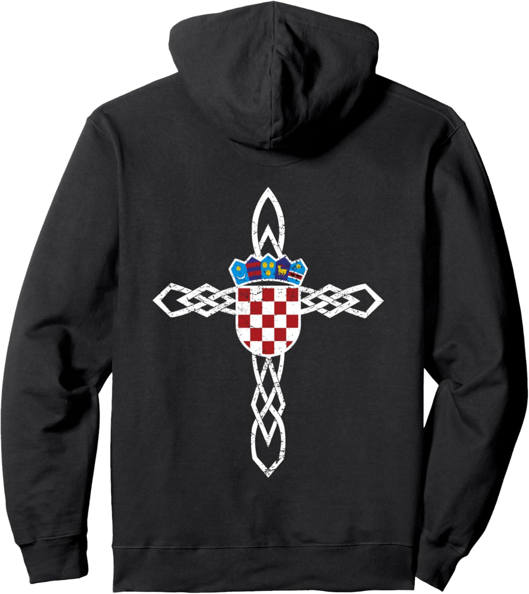Keltisches Kreuz Kroatische Flagge Pullover Hoodie