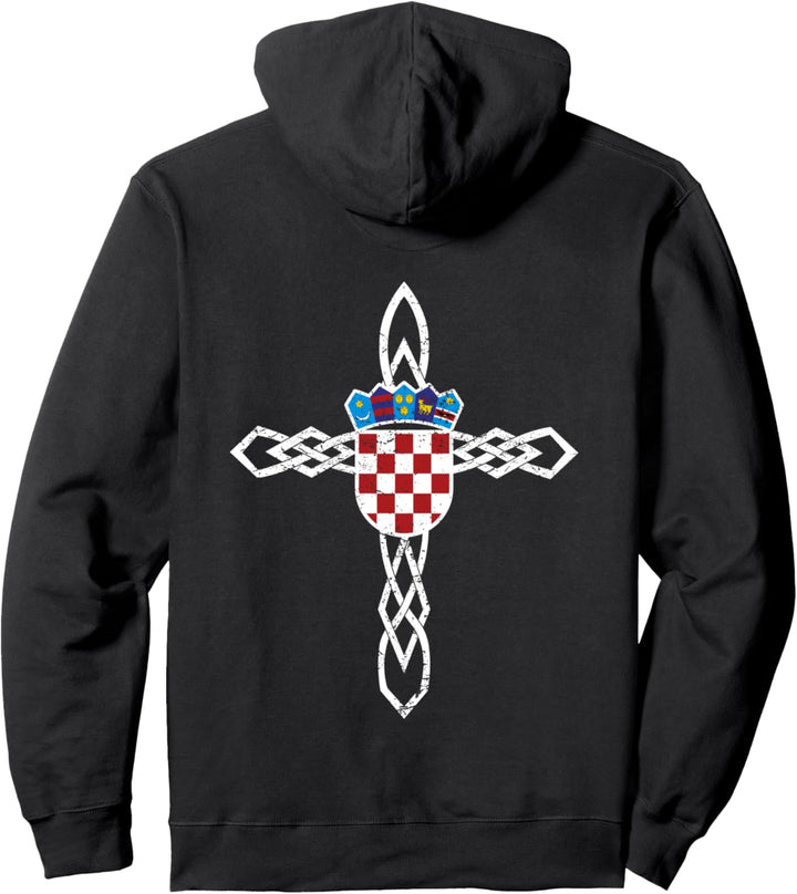 Keltisches Kreuz Kroatische Flagge Pullover Hoodie