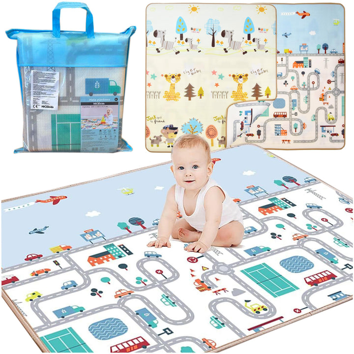 NICEkids Faltbare Matte für Babys | Zweiseitige Schaumstoffmatte für Kinder, Babymatte, Kindermatte,