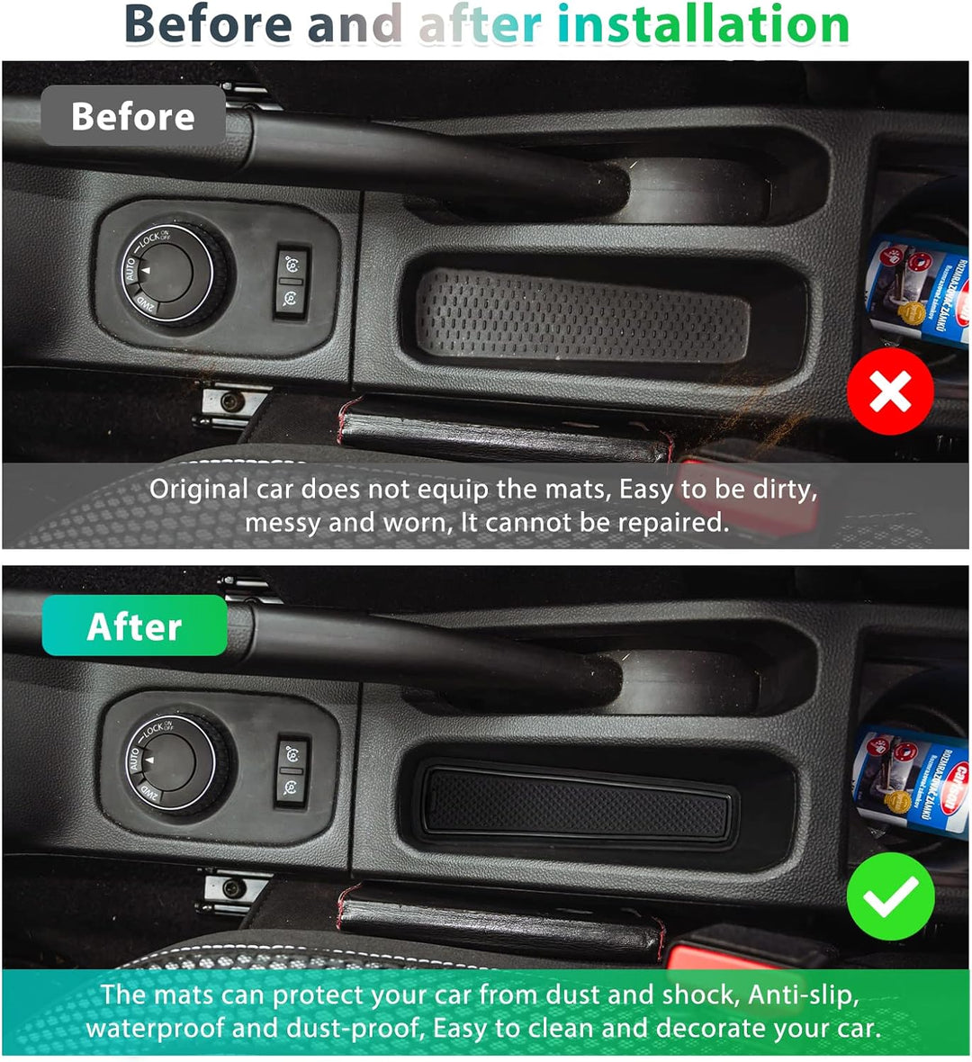 GAFAT 2018-2021 Renaul-t/Dacia Duster Antirutschmatten, Gummimatten, Mittelkonsole Becherhalter Matt