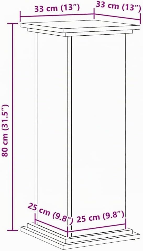 vidaXL Pflanzenständer Schwarz Eichen-Optik 33 x 33 x 80 cm, Schwarz Eichen-Optik 33 x 33 x 80 cm