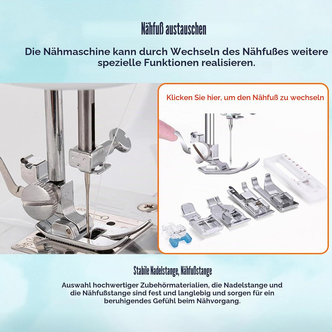 LetCart FLSM-519 Nähmaschine, Elektrische Nähmaschine für Anfänger und Kinder, 12 Stichprogrammen, F