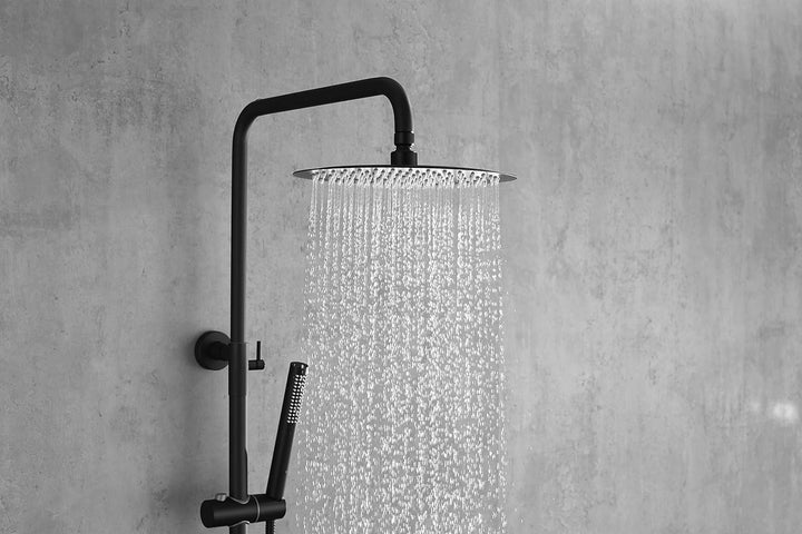 AIYA Bath Design Duschsystem aus Edelstahl | Schwarz | Mit Regenduschkopf und Handbrause | Hochwerti