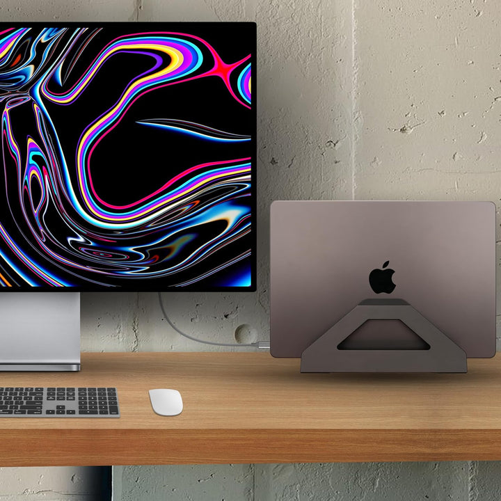 Vertikaler Laptop-Ständer, MacBook Halter mit werkzeugloser Weitenverstellung, Hochwertiger Aluminiu