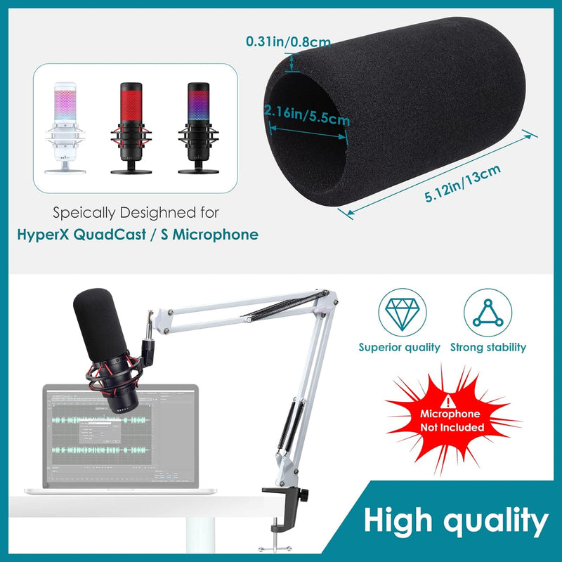 Weisser Mikrofonarm kompatibel mit HyperX QuadCast S – Premium QuadCast S Mikrofon-Galgenarm für Gam