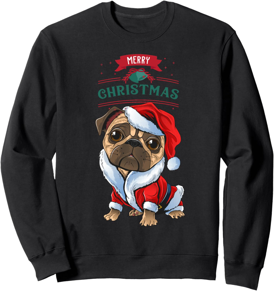Frohe Weihnachten Mops im Weihnachtskostüm Sweatshirt