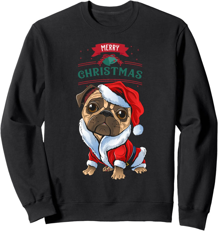 Frohe Weihnachten Mops im Weihnachtskostüm Sweatshirt