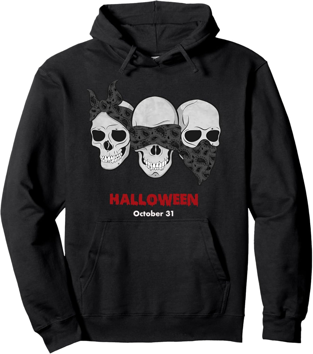 Cooles Skull Bande Halloween T-Shirt und Kostüme für Männer, Jungen Pullover Hoodie