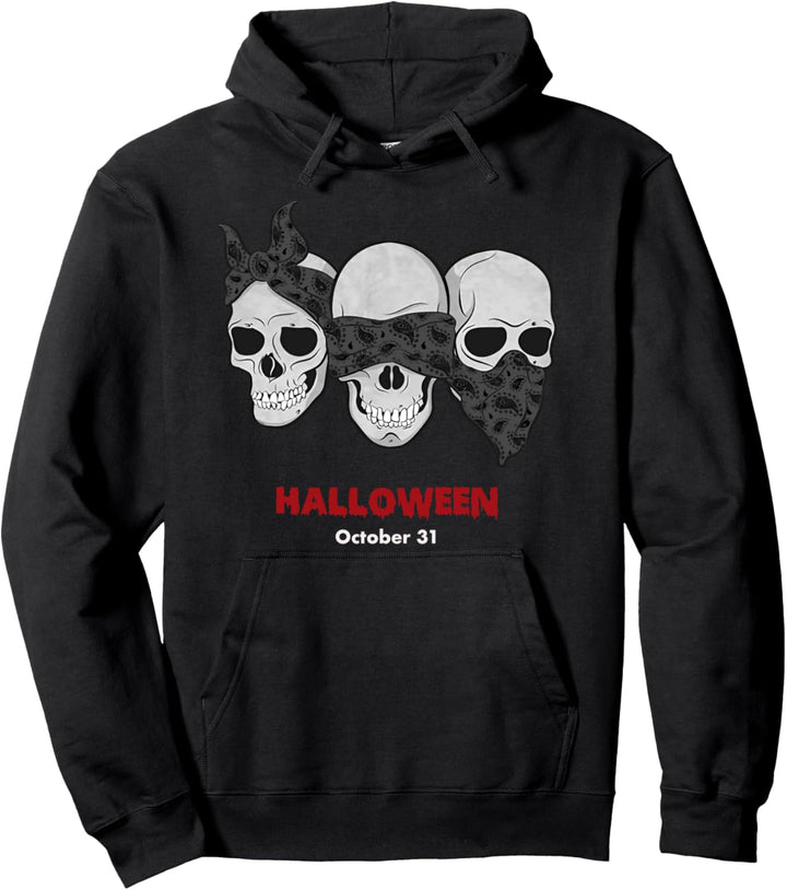 Cooles Skull Bande Halloween T-Shirt und Kostüme für Männer, Jungen Pullover Hoodie