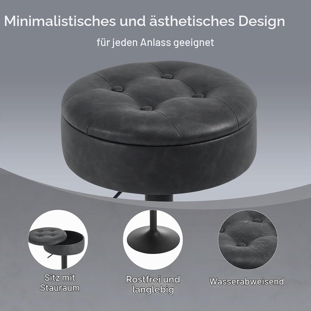 WOLTU Barhocker 2er Set, Sitzhocker mit Stauraum, Hocker höhenverstellbar 360° drehbar, Drehhocker f