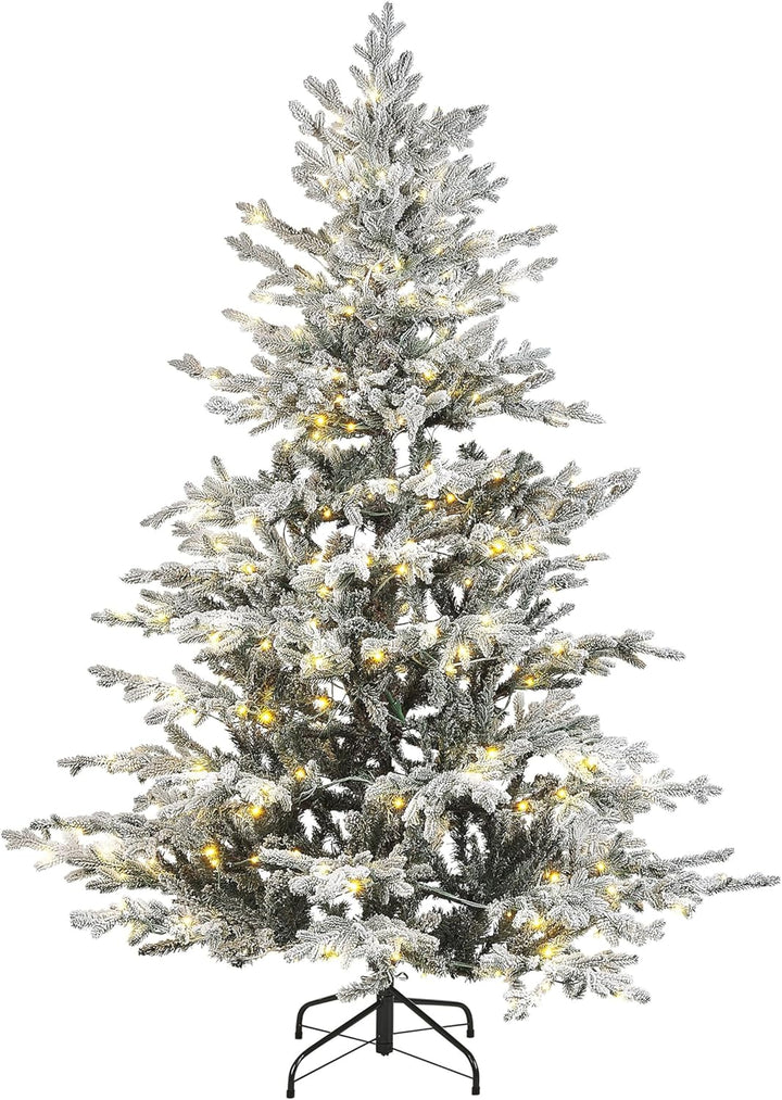 Künstlicher Weihnachtsbaum grün/weiss 180 cm mit LED Lichtern Kunstschnee Brisco