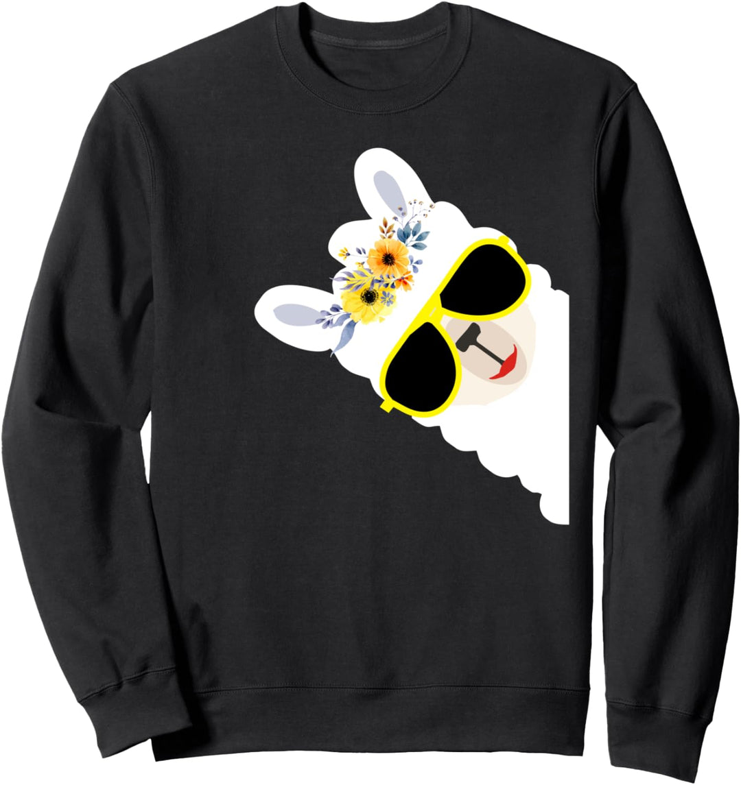 Süsses Lama Alpaka Mädchen Hippie Flower Power Sweatshirt