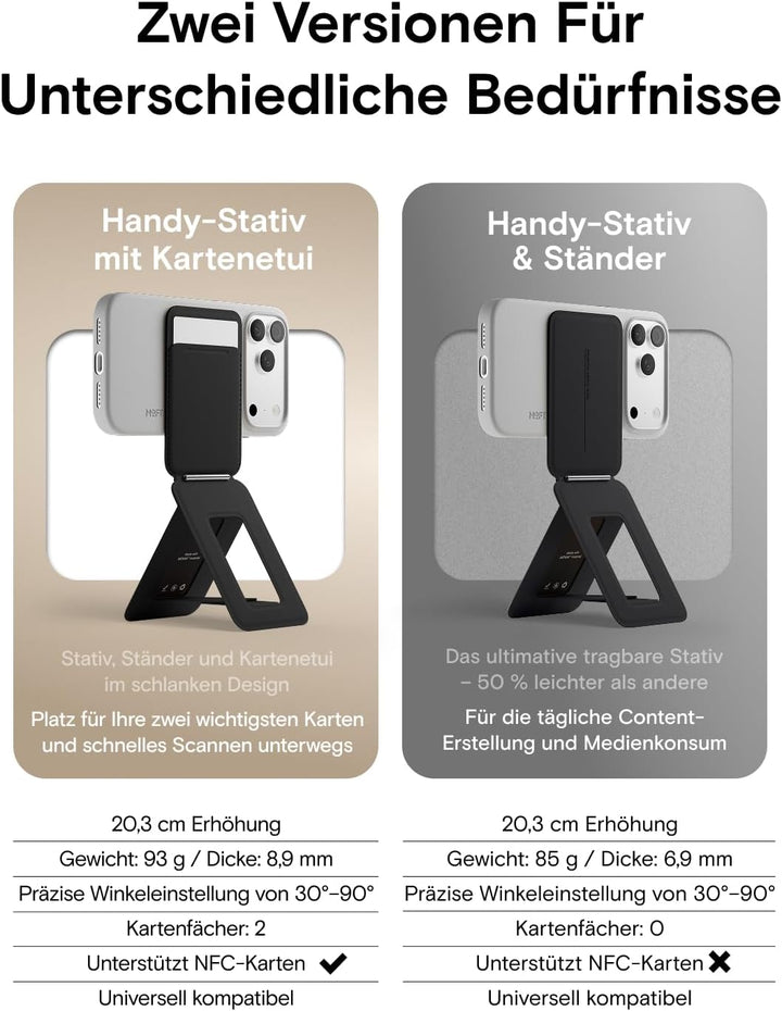 MOFT Handy Stativ für Smartphone, [Ultra Dünn & Tragbar] Faltebar MOVAS Veganes Leder Stativ für Mag