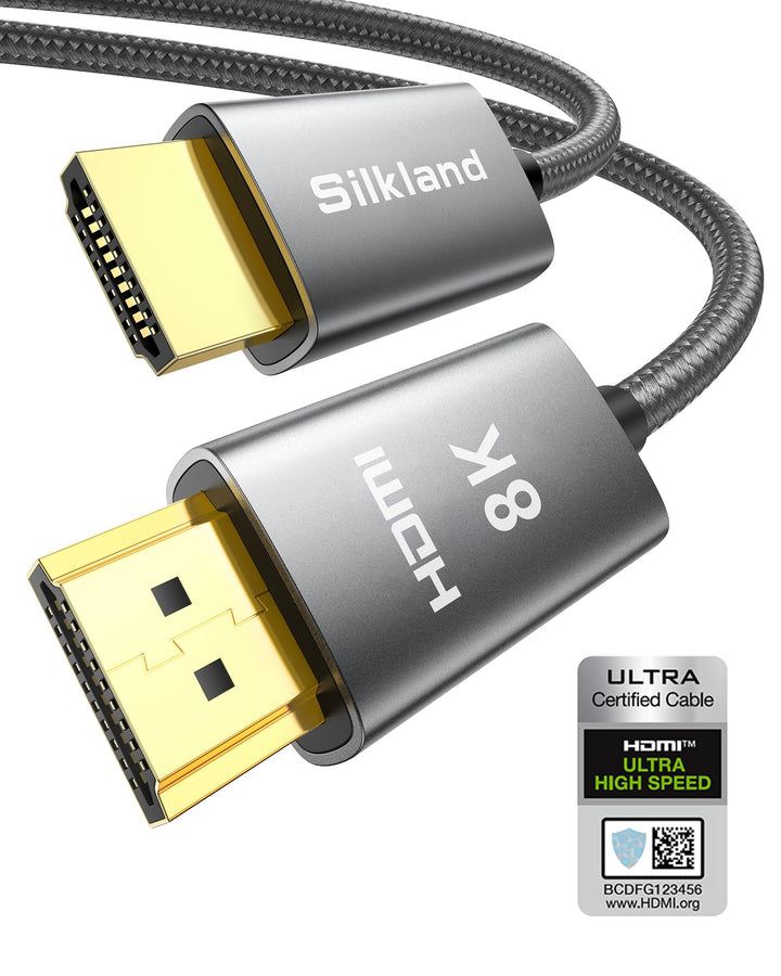 Silkland 8K HDMI 2.1 Kabel 5m, Zertifiziertes HDMI®Kabel eARC für Soundbar 48Gbps, PS5 HDMI Kabel 4K