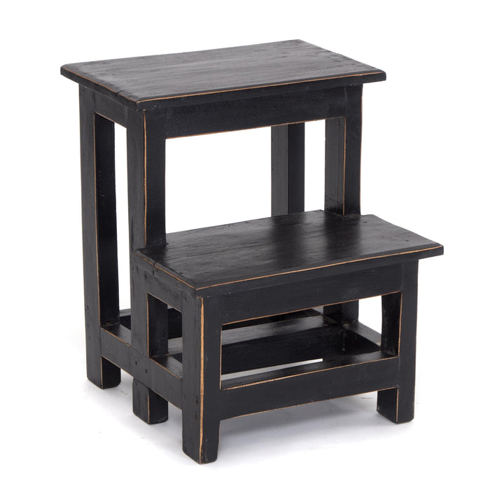 DESIGN DELIGHTS TRITTLEITER Step | 46x37x37 cm (HxBxT), Altholz, zweistufig | Trittleiter, Haushalts