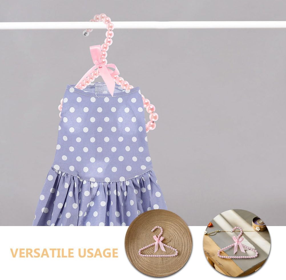 Toyvian Kleiderbügel mit Perlen, 5 Stück Mini Kleiderbügel Aus Kunststoff mit Perlen und Band Kinder