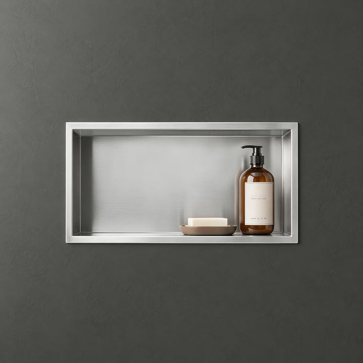 Mai & Mai Duschnische Bad Silber 30cm x 60cm x 8,3cm Wandnische befliesbar aus Edelstahl Duschregal