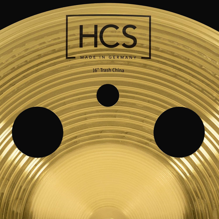 Meinl Cymbals HCS Trash China 16 Zoll (Video) Schlagzeugbecken mit Löchern (40,64cm) Messing, Tradit