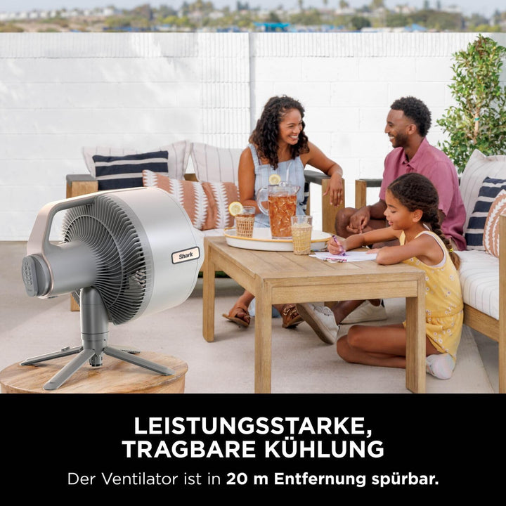 Shark FlexBreeze Pro Mist Akku-Ventilator für innen und aussen mit Sprühsystem, tragbarer Sprühtank,
