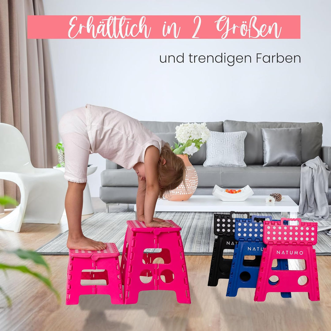 NATUMO® XL Tritthocker Kinder + Erwachsene, Klapphocker faltbar, Leichter und Rutschfester Klapptrit