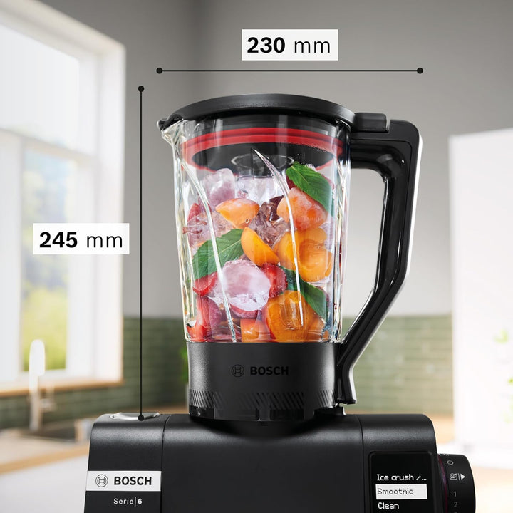 Bosch Zubehör MUZS6MX, Mixbecher, dickwandiges Thermosafe Glas, 1,5l, hitzebeständig, kältebeständig