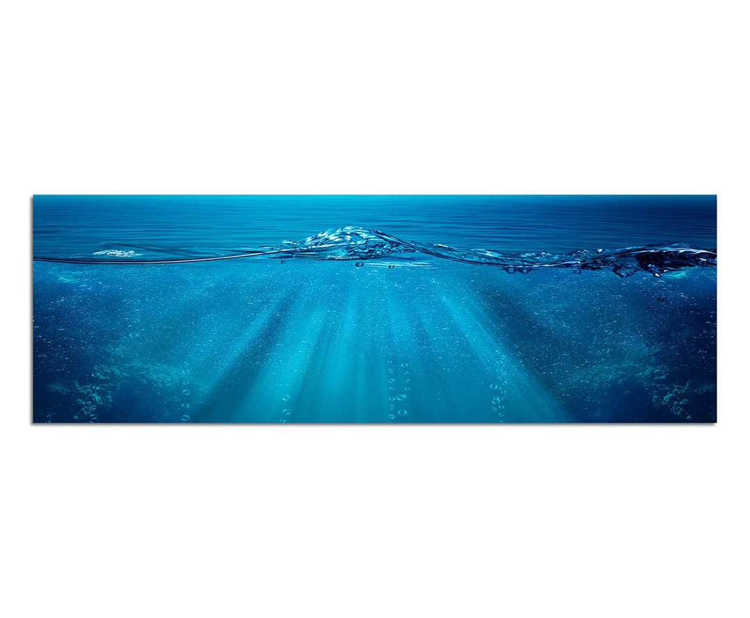 Paul Sinus Art Panoramabild auf Leinwand und Keilrahmen 150x50cm Meer Welle Unterwasser Hintergrund