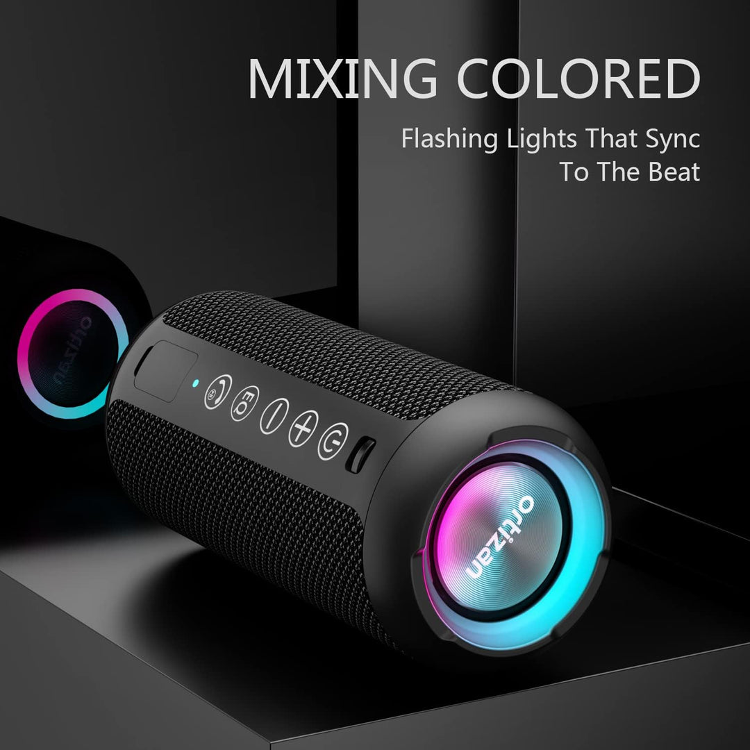 Ortizan Bluetooth Lautsprecher mit Buntem LED-Licht, Tragbarer Mini Bluetooth Box mit Freisprechfunk