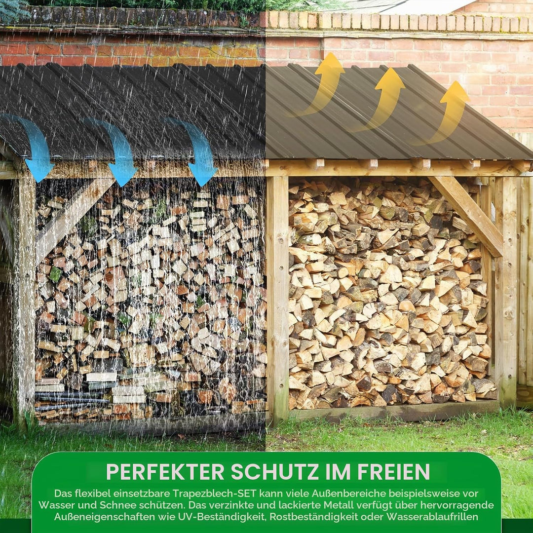 12er ProfilblechTrapezblech, Wellplatten Dachplatten Verzinkter Stahl Dachblech 110cm x 45cm, Trapez