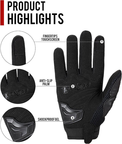 Motorradhandschuhe Atmungsaktive Motorradhandschuhe Leder Vollfinger Knöchelschutzpolster Touchscree