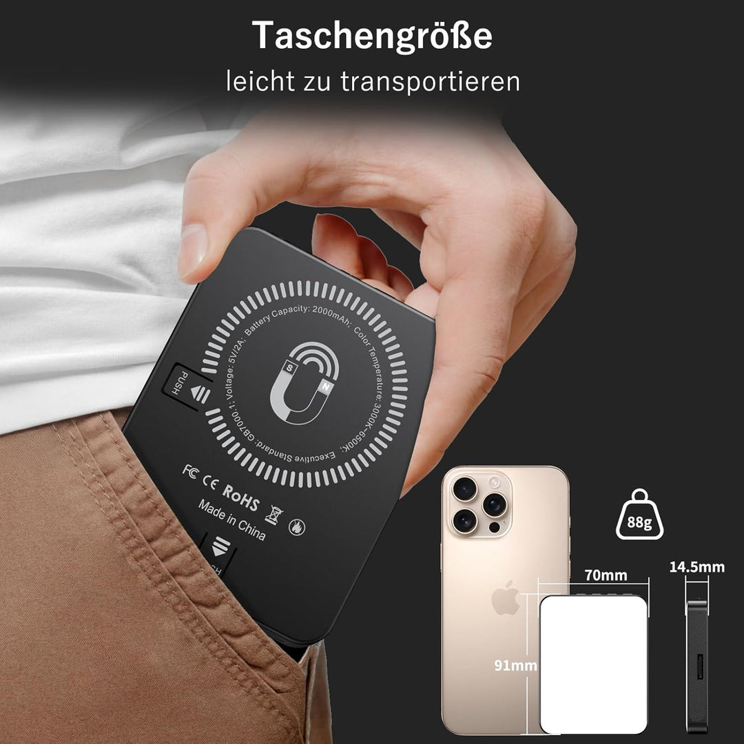 VRIG FD-128 Selfie Licht Handy, 128LED wiederaufladbare kalte Boot Clip1/4 Schraubenlöcher, 3000K–65