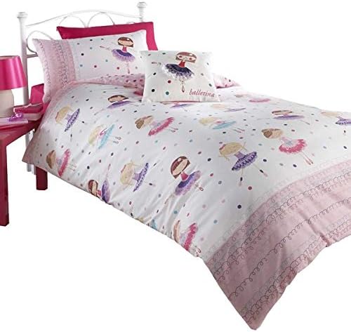 Bettwäsche-Set, Bettbezug und Kissenbezug für Kinder, Einzelbett, Motiv Ballerina, Pink