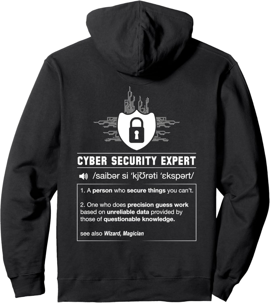 Lustiger Cyber Security Definition Programmer Nerd (auf der Rückseite) Pullover Hoodie