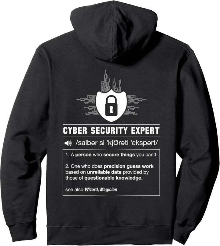 Lustiger Cyber Security Definition Programmer Nerd (auf der Rückseite) Pullover Hoodie