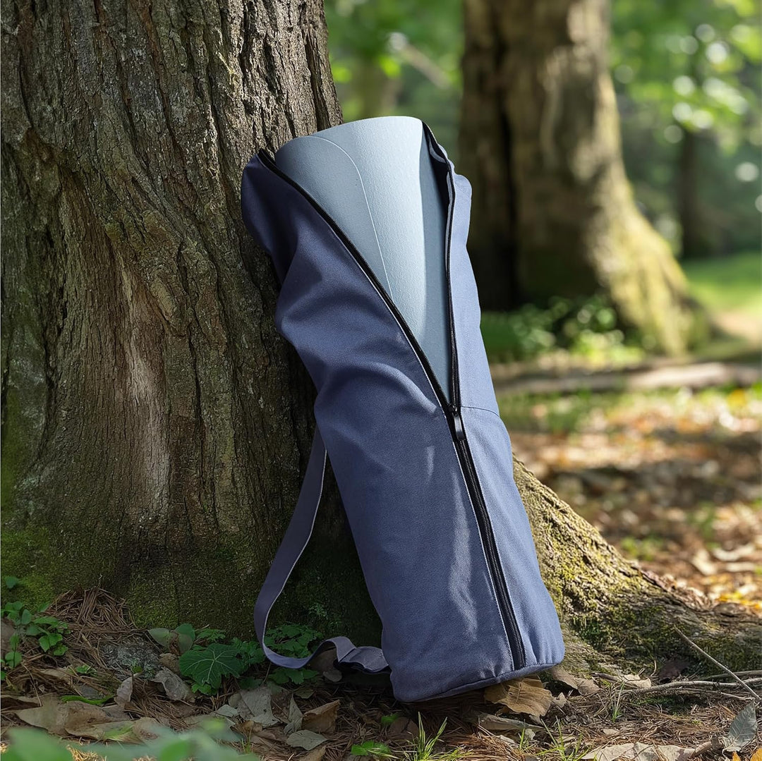 Navaris XXL Yogatasche für Yogamatte aus Baumwolle - Tasche für Yoga Matte mit Reissverschluss Trage
