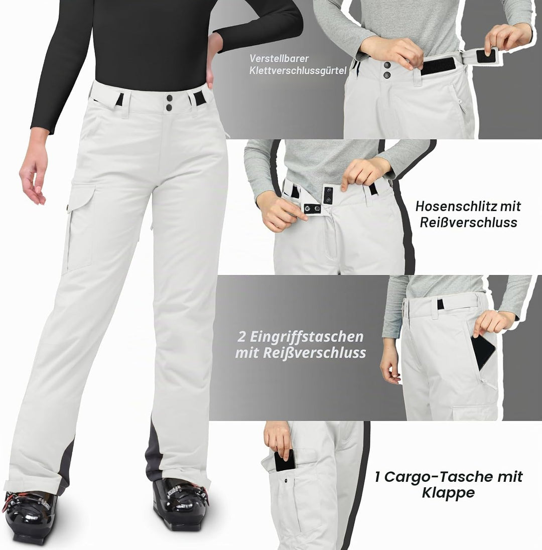 33,000ft Damen Skihose Outdoorhose Wasserdicht Winddichte Softshellhose Warme Gefütterte Thermohose